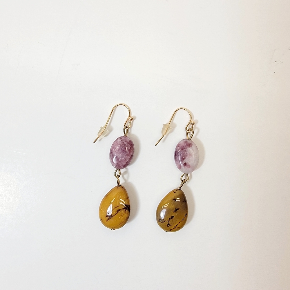 Gem Stone Earrings, Boho
